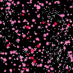 Abstract red white and pink dots pattern on black. Abstract background for product display