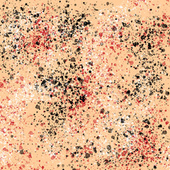 Fototapeta na wymiar Abstract red white and black dots pattern on cream. Abstract background for product display