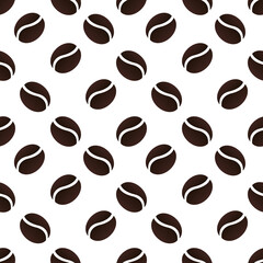 seamless pattern of coffee beans in brown gradation on a white background