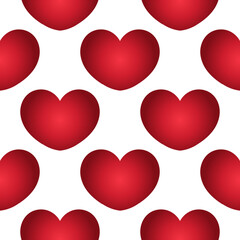 heart seamless pattern in elegant red gradient on white background
