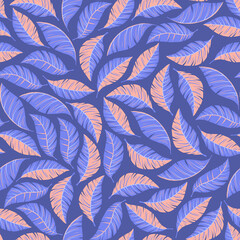 Purple-pink leaves. Abstract purple seamless pattern.