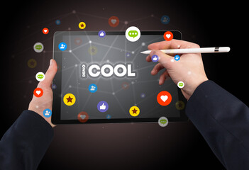 Close-up of a touchscreen, social media concept concept