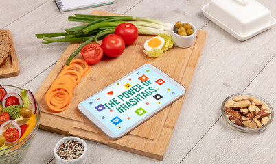 Healthy Tablet Pc compostion, social networking concept concept