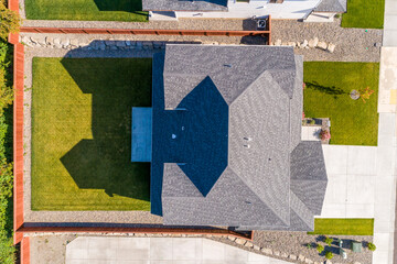 Aerial (top-down) view of newly constructed home