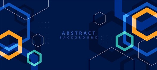 Modern blue banner with colorful shapes abstract background vector design