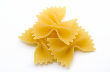 Macro Image of Bow Pasta Isolated on White Background