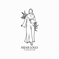 Hijab fashion logo, beauty hijab icon illustration