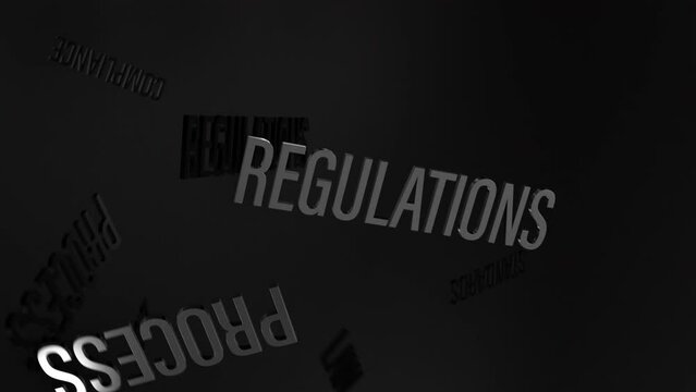 3D chrome text word cloud flying of Security Compliance Standard animation effect. 4K 3D animation word flying word effect element for intro, title banner. Colorful Retro Gaming Cons
