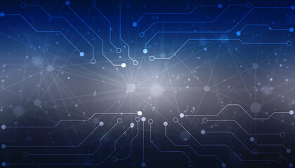 Abstract futuristic circuit board Illustration, Circuit board with various technology elements, Abstract speed technology concept, futuristic digital innovation background