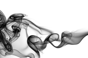 black smoke abstract on white background, Fire design, Toxic smoke
