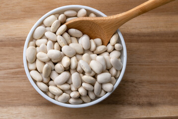 Uncooked Navy Beans in a Bowl
