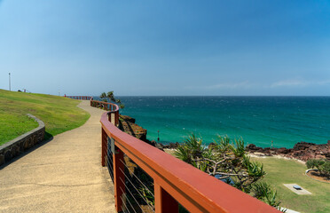 View of the sea from the Oceanway walking track at Point Danger Headland, Coolangatta, Gold Coast, Queensland, Australia. 