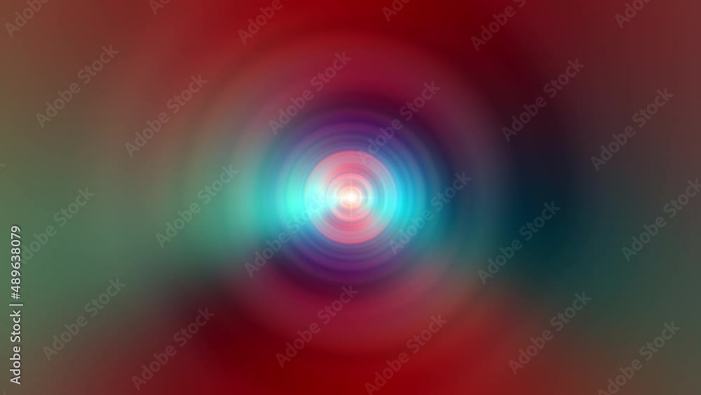 Poster abstract seamless loop hypnotic of circles with the effect of multicolored glow radial displacement 