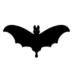 Vector illustration of a bat with open wings.Halloween bat icon.Doodle style.Isolated element on white background.
