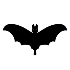 Vector illustration of a bat with open wings.Halloween bat icon.Doodle style.Isolated element on white background.
