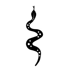 Vector illustration of a mystic snake.Hand-drawn magic boho snake.Isolated element on white background.