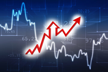 3d rendering business graph and documents. Stock market chart. Business graph background, Financial Background