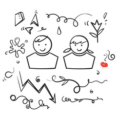 hand drawn doodle abstract drawing collection illustration vector isolated