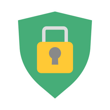 Shield and security icons. Locked padlock. Vector.