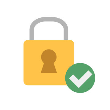 Padlock and check mark. Security and authentication. Vector.