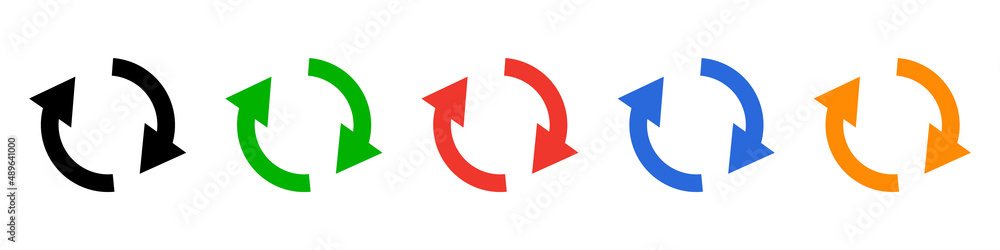Poster recycling mark icon set. synchronization and refresh. vectors.