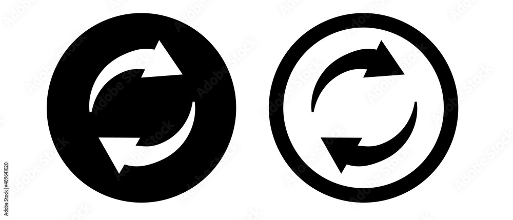 Aufkleber synchronization and refreshment. recycle mark icon set. vectors.