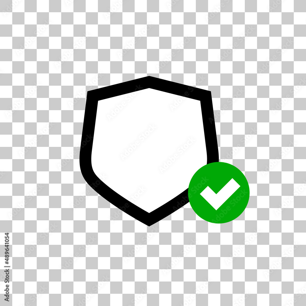 Poster shield and checkmark icons isolated on a transparent background. editable vectors.