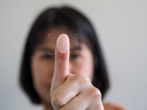 White Fingerprint Access Security Identification - Powered by Adobe