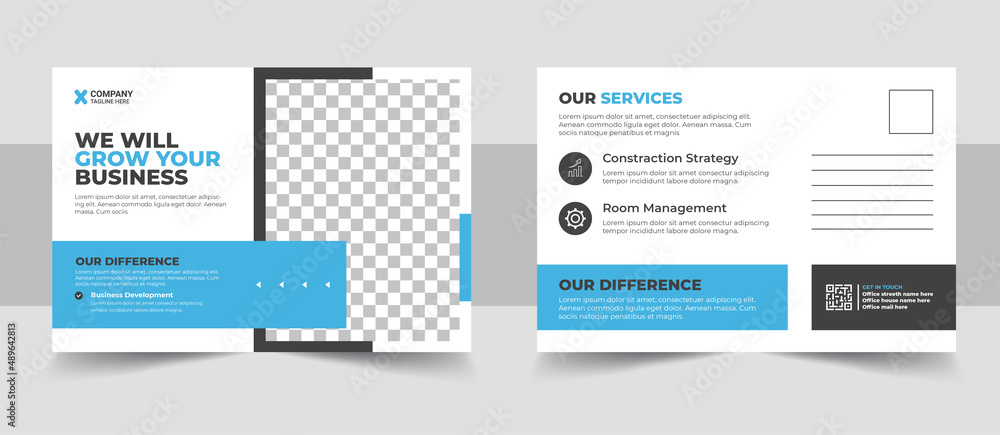 Wall mural corporate postcard design template. amazing and modern postcard design. corporate business or market