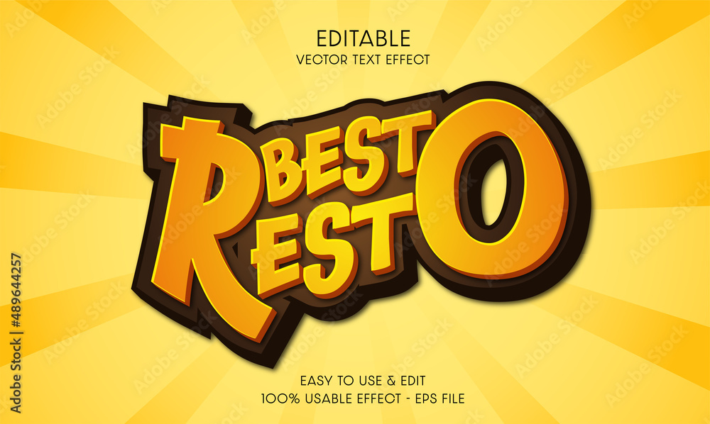Poster best resto editable text effect with modern and simple style
