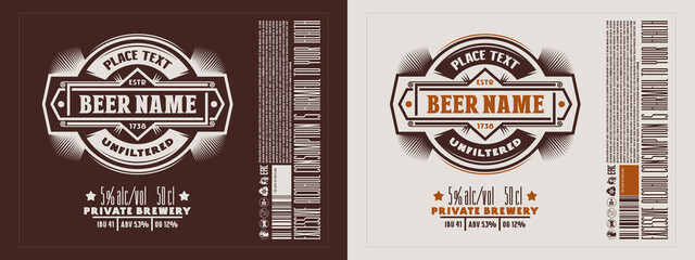 Template decorative label for beer