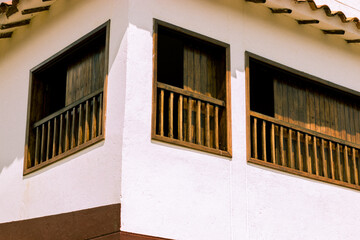 facade of a house, tree windows, old house.