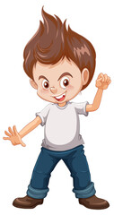 A boy standing on the floor cartoon character on white background