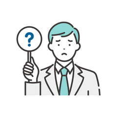 回答札（？）を持つ若いビジネスマン