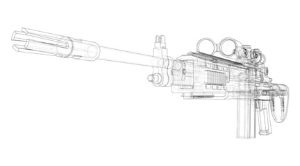 Machine Gun. Vector rendering of 3d