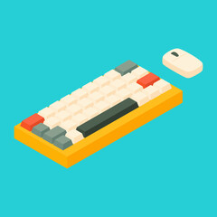 Wireless devices include a mouse and keyboard isometric 3D vector illustration