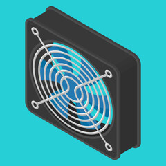small fan for CPU computer isometric 3D vector illustration
