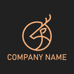 luxury deer circular logo design icon, deer head circular icon, geometric deer logo concept, rain deer illustration