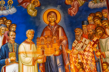 Fototapeta premium Fresco inside Hercegovacka Gracanica Serbian Orthodox Monastery in Trebinje, Bosnia and Herzegovina.