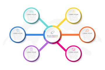 Vector illustration, infographics design, template, marketing, information, with 6 options or steps