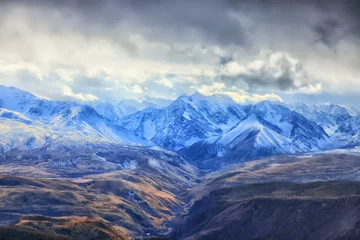 Fotobehang mountains snow altai landscape, background snow peak view © kichigin19