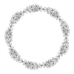 Vector hand drawn spring wreath isolated on white background