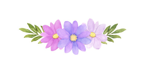 パステルカラーの花の水彩イラストフレーム