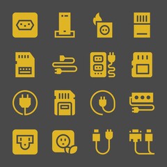 adapter web icons. Socket and Charger, Memory card and Memory card symbol, vector signs