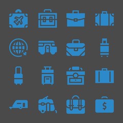 voyage web icons. Luggage and Suitcase, Travel bag and Suitcase symbol, vector signs