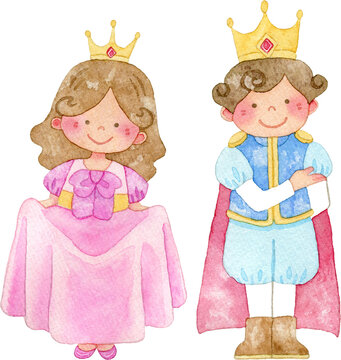 会釈をする王子様とお姫様のイラスト