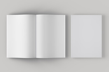 Isolated magazine with front cover and book pages