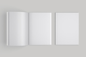Isolated magazine with front cover and book pages
