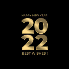 Happy New Year 2022,gold concept. Abstract isolated graphic design template. Decorative numbers. 