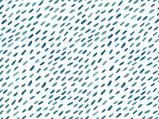 Watercolour seamless pattern with teal blue brush strokes. Abstract hand-painted turquoise and green blotches endless border on white background.